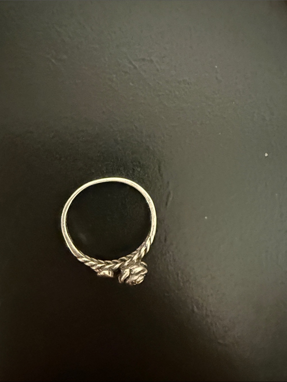 VINTAGE ESTATE STERLING SILVER ROSE STEM ROPE DESIGN RING, SIZE 5.75 - Picture 5 of 7